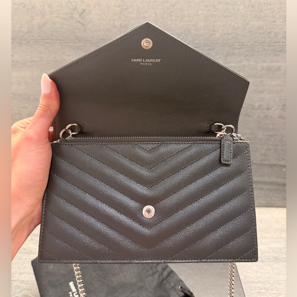 Saint Laurent Black Quilted Leather Monogram Crossbody Bag - Picture 4 of 14